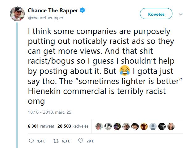 Chance reakciója a Heineken reklámjára