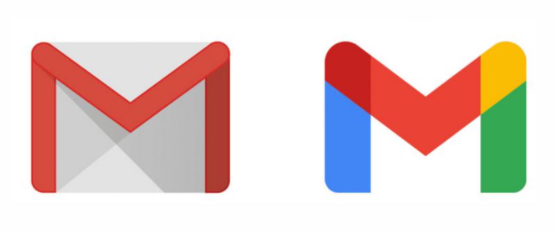 A régi és az új Gmail logó